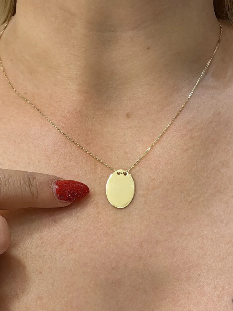 PLAKA HARF ALTIN KOLYE 14 AYAR KLY00046 - Nasip Kuyumcu