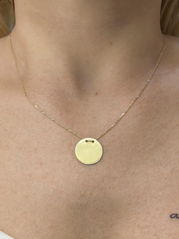 PLAKA HARF ALTIN KOLYE 14 AYAR KLY00434 - Nasip Kuyumcu