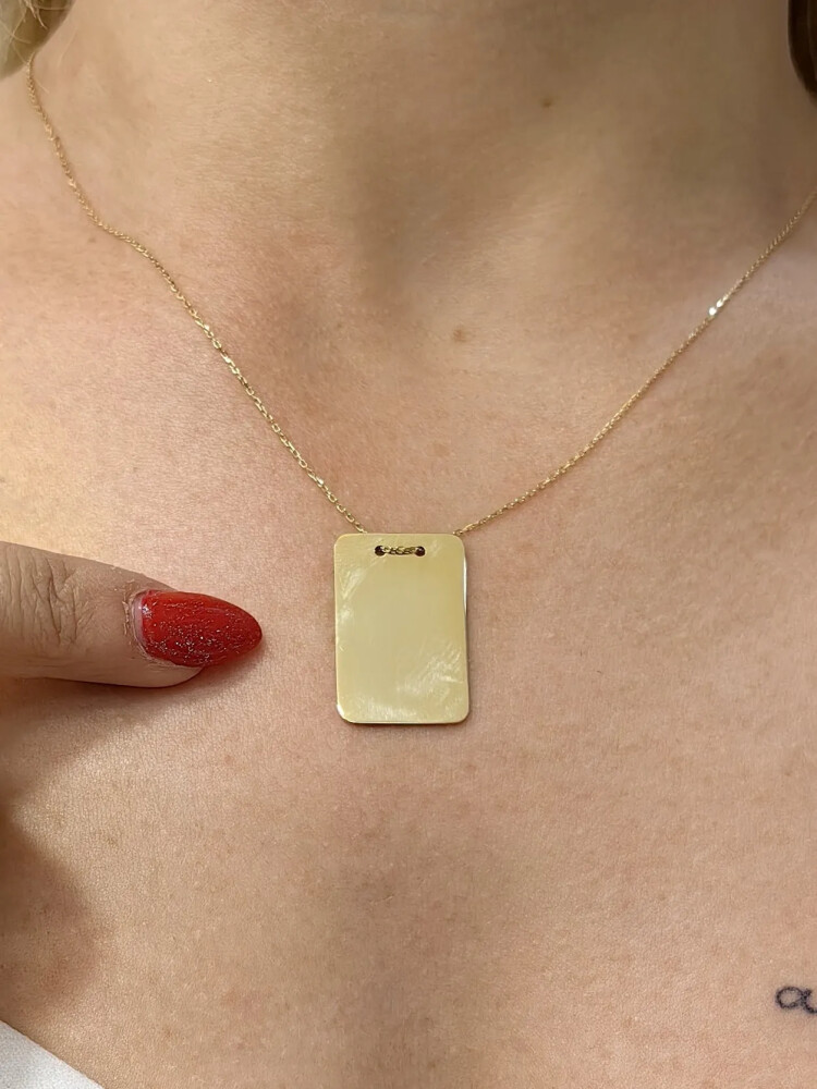 PLAKA HARF ALTIN KOLYE 14 AYAR KLY00435 - Nasip Kuyumcu