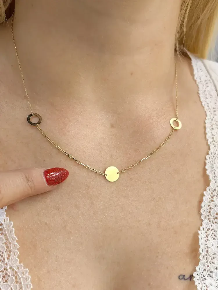 PLAKA HARF ALTIN KOLYE 14 AYAR KLY00147 - Nasip Kuyumcu