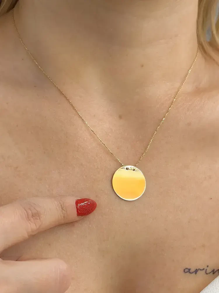 PLAKA HARF ALTIN KOLYE 14 AYAR KLY00167 - Nasip Kuyumcu