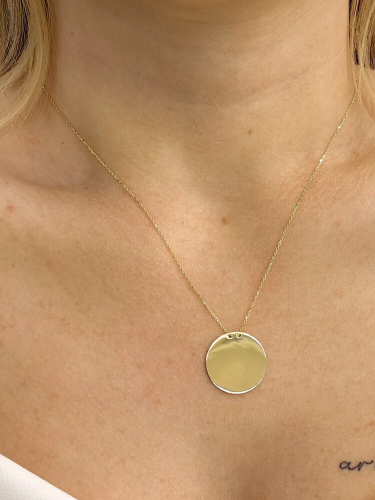 PLAKA HARF ALTIN KOLYE 8 AYAR KLY00642 - Nasip Kuyumcu