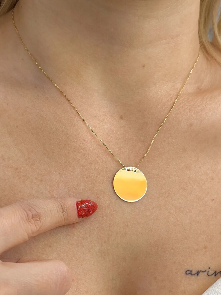 PLAKA HARF ALTIN KOLYE 8 AYAR KLY00528 - Nasip Kuyumcu