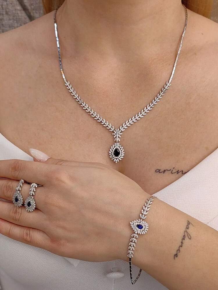 SAFİR ZİRKON MODEL 14 AYAR SET TAKIMI SET00067-68-69 - Nasip Kuyumcu