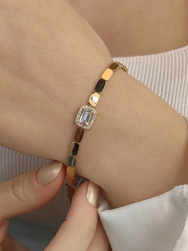 SERAMİK FİZYON BAGET 14 AYAR TARZ ALTIN BİLEKLİK KNY00648 - Nasip Kuyumcu