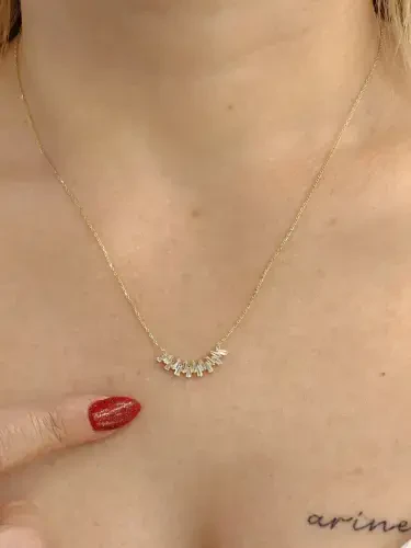 SIRA TAŞLI ALTIN KOLYE 8 AYAR KLY00550 - 1
