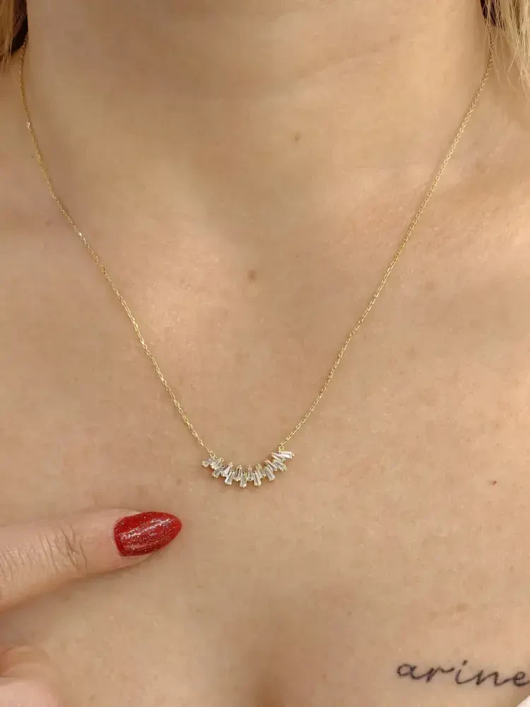 SIRA TAŞLI ALTIN KOLYE 8 AYAR KLY00550 - Nasip Kuyumcu