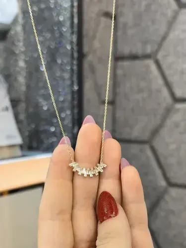 SIRA TAŞLI ALTIN KOLYE 8 AYAR KLY00550 - 2