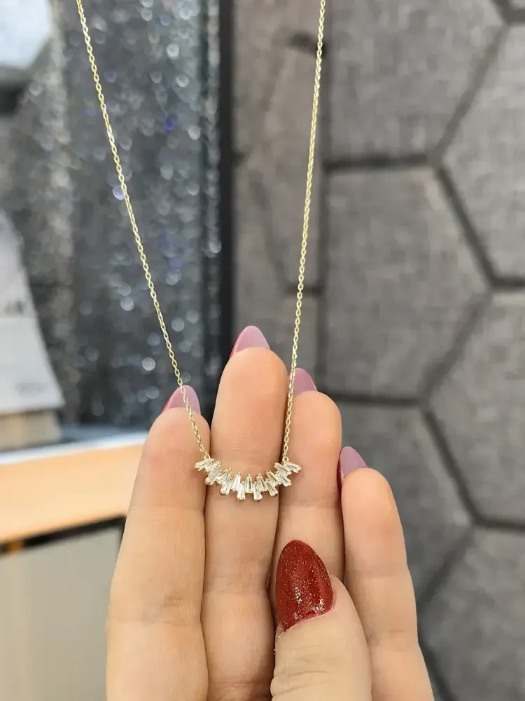 SIRA TAŞLI ALTIN KOLYE 8 AYAR KLY00550 - 2