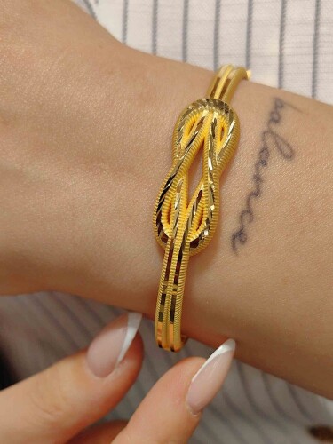 SONSUZLUK DÜĞÜMÜ AJDA MODEL 22 AYAR TARZ ALTIN KELEPÇE KLP00717 - Nasip Kuyumcu