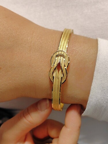 SONSUZLUK MODEL HASIR 14 AYAR ALTIN KELEPÇE KLP00740 - Nasip Kuyumcu