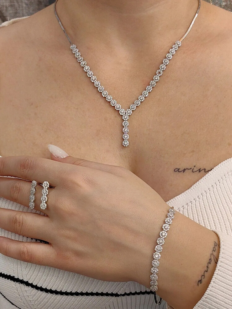 SU YOLU ÇİÇEK MODEL 14 AYAR SET - Nasip Kuyumcu