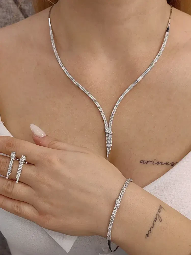  SU YOLU MODEL 14 AYAR NİŞAN DÜĞÜN SET TAKIMI SET00175-176-177 - Nasip Kuyumcu