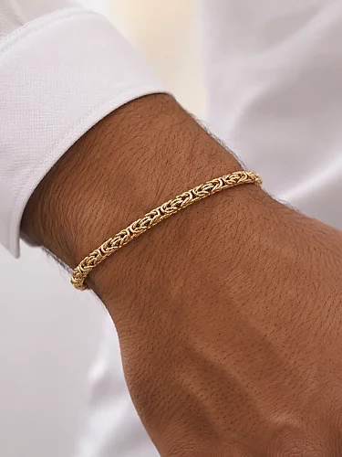 14 Ayar Altın Kral Model Unisex Bileklik KNY00829