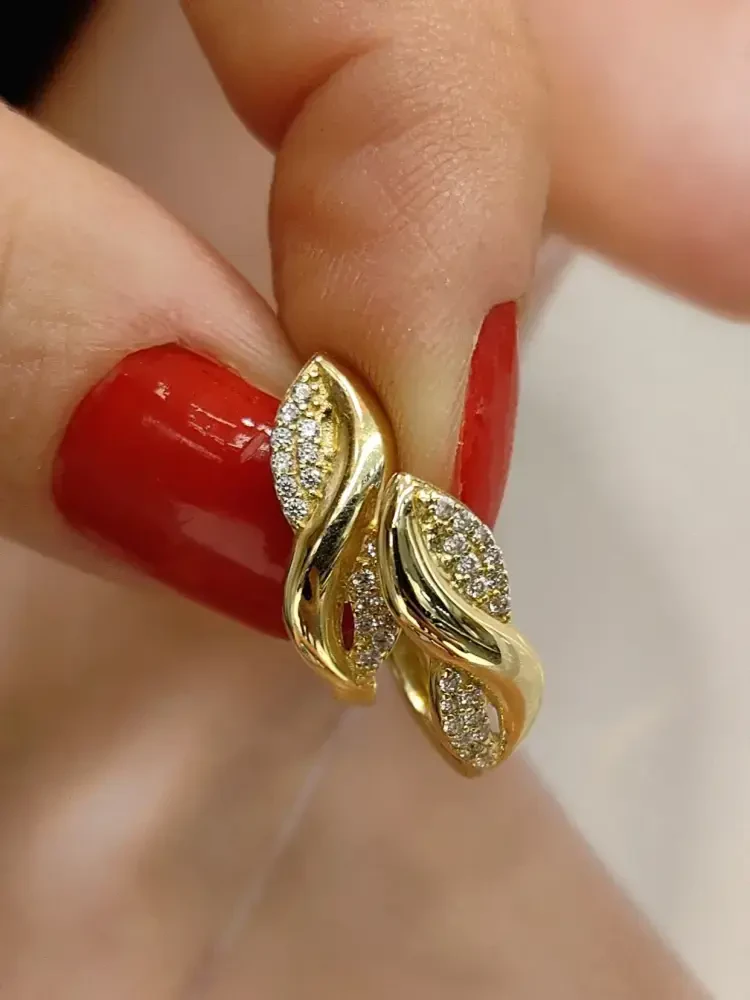 TAŞLI FANTAZİ MODEL J KÜPE 14 AYAR KUP00427 - 2