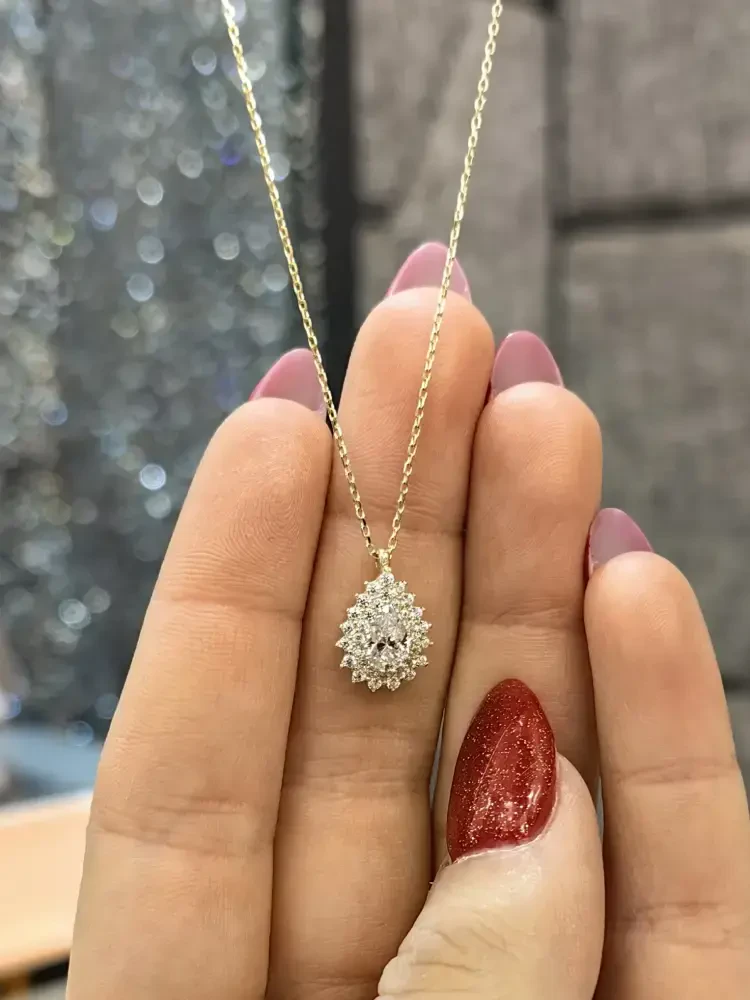 TAŞLI MODEL ALTIN KOLYE 14 AYAR KLY00883 - 2