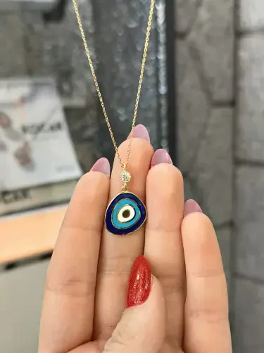 NAZAR MODEL ALTIN KOLYE 8 AYAR KLY00580 - 1