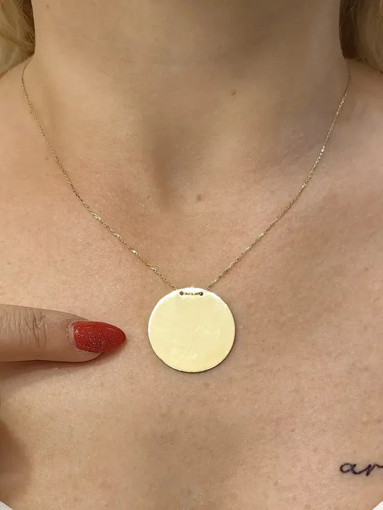 PLAKA HARF ALTIN KOLYE 14 AYAR KLY00036 - Nasip Kuyumcu