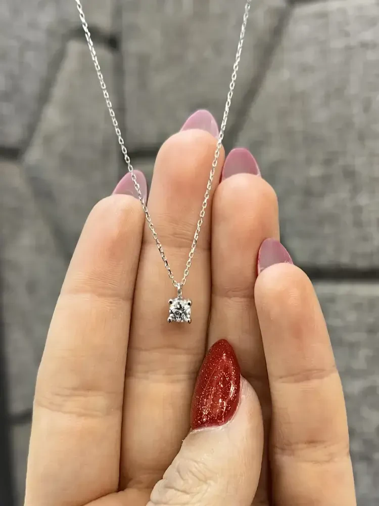 TEK TAŞ ALTIN KOLYE 14 AYAR KLY00713 - 3