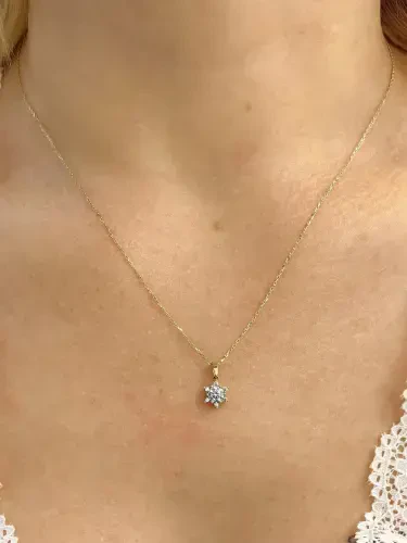 TEK TAŞ ALTIN KOLYE 14 AYAR KLY00722 - 2