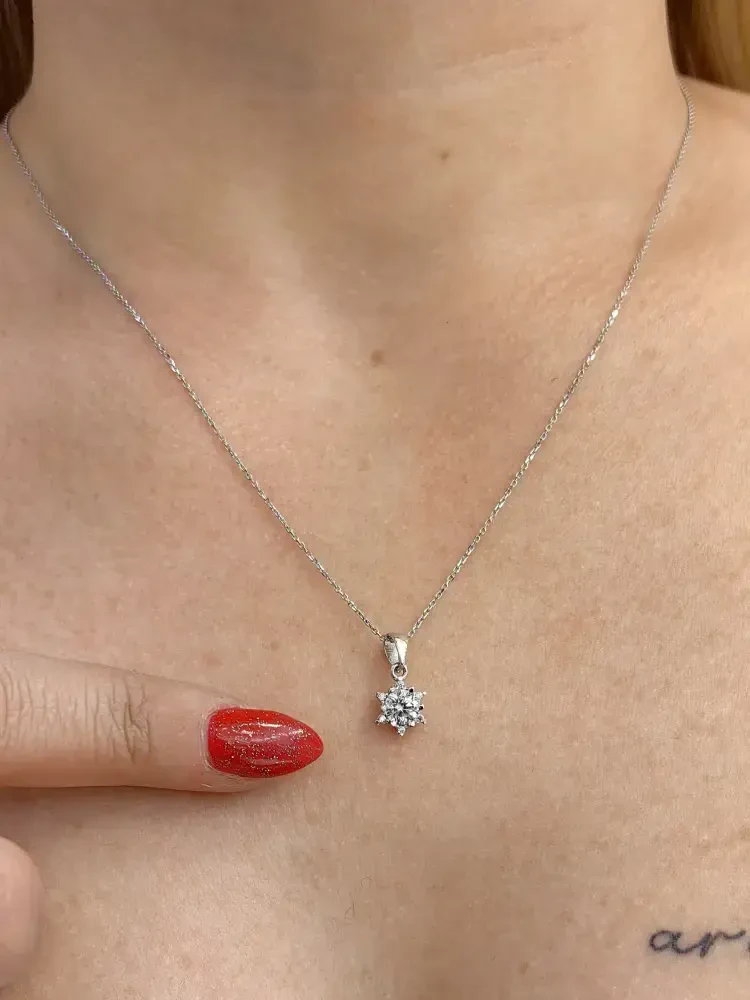 TEK TAŞ ALTIN KOLYE 8 AYAR KLY00558 - 3
