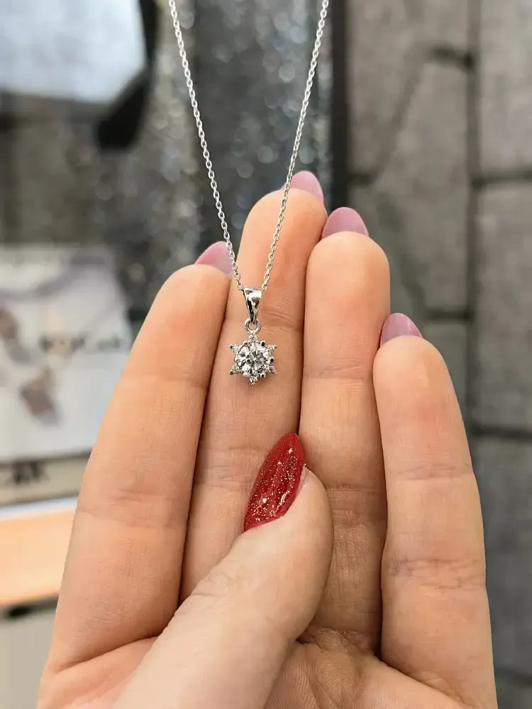 TEK TAŞ ALTIN KOLYE 8 AYAR KLY00558 - 1