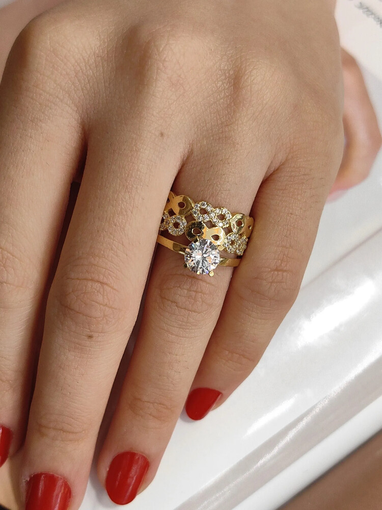 TWİN ALTIN YÜZÜK YZ000473 - Nasip Kuyumcu