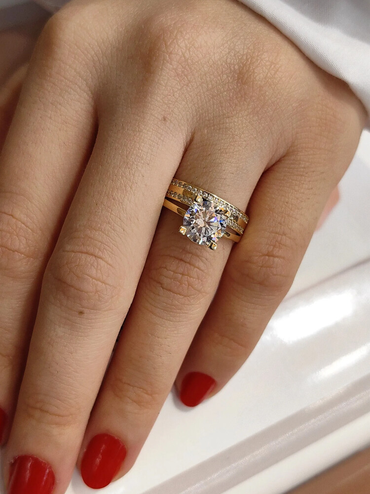 TWİN ALTIN YÜZÜK YZ000867 - Nasip Kuyumcu