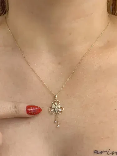 ÜÇ KALPLİ MODEL ALTIN KOLYE 8 AYAR KLY00509 - 3