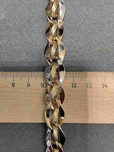 ÜÇ RENKLİ 14 AYAR ALTIN TARZ BİLEKLİK KNY02580 - 4