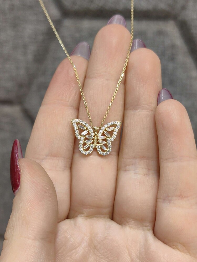 KELEBEK MODEL ALTIN KOLYE 14 AYAR KLY00759 - 1