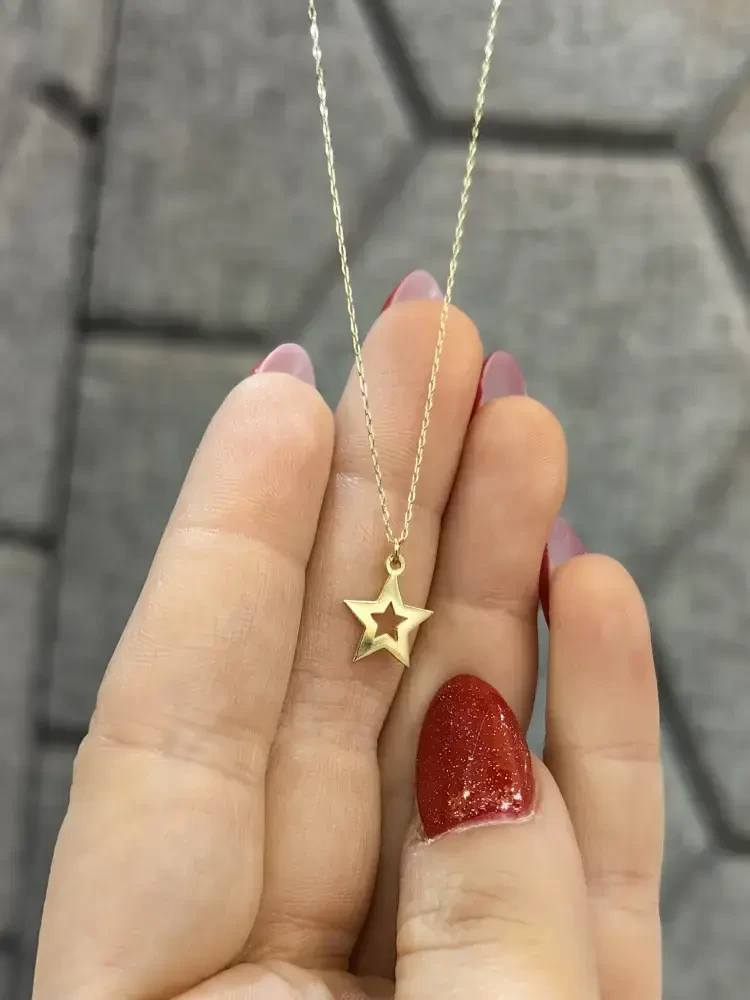 YILDIZ MODEL ALTIN KOLYE 14 AYAR KLY00192 - 1